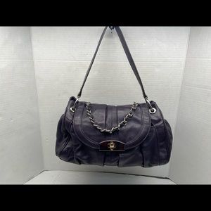 B Makowsky aubergine leather satchel medium